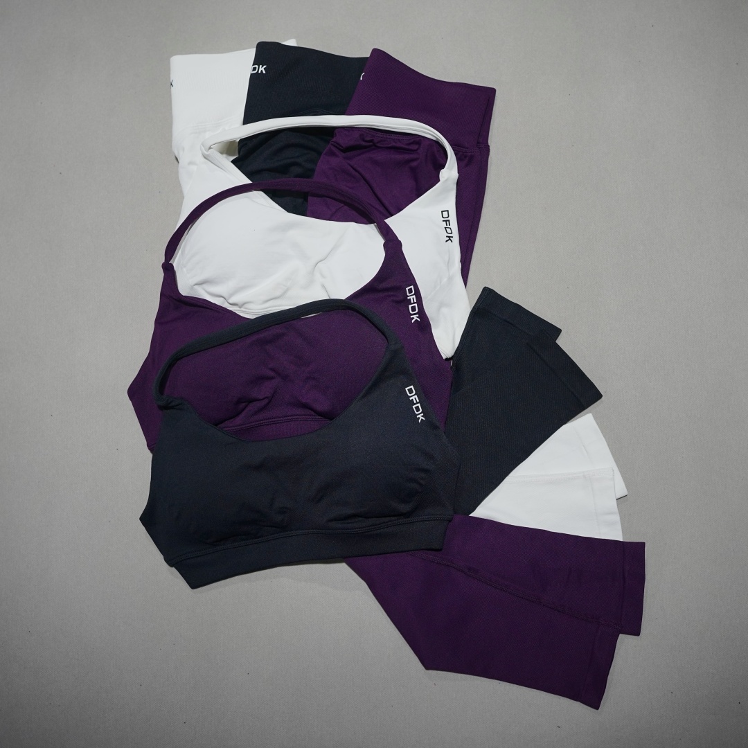 Women'S Fashion Leggings - DFDK ชุดออกกำลังกาย 2 ชิ้นแบบผูกเชือกสำหรับผู้หญิง, เลกกิ้งไร้ตะเข็บ, เสื้อโยคะแฟชั่น,