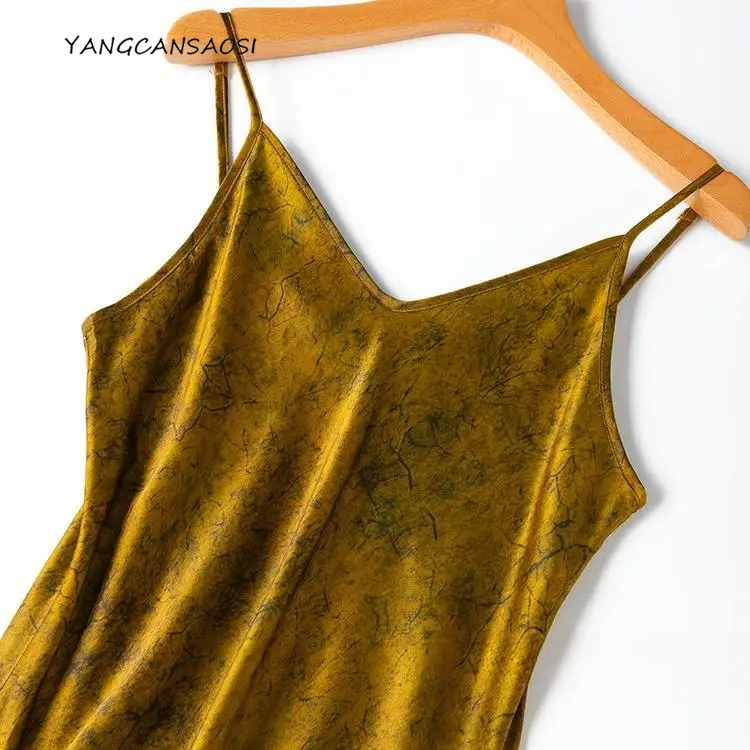 Women'S Fashion Gilded Age - ชุดราตรีแฟชั่นผู้หญิงปี 2025 สีทองประดับด้วยผ้าไหมมัลเบอร์รี่ธรรมชาติ 100% ผ้าซาตินเรียบแบบลำลอง คอวี