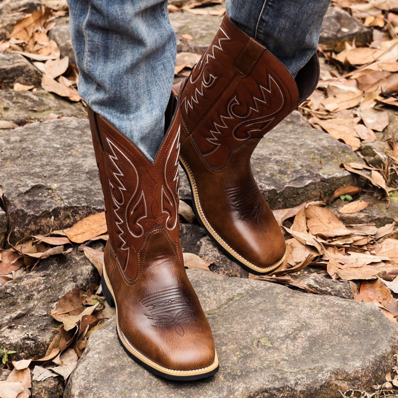 Women'S Fashion Riding Boots - รองเท้าบูทแฟชั่นผู้ชายผู้หญิงแบบหุ้มข้อกลาง ทำมือ สไตล์เรโทร รองเท้าคาวบอยตะวันตก รองเท้าลำลอง รองเท้าผ้าใบ