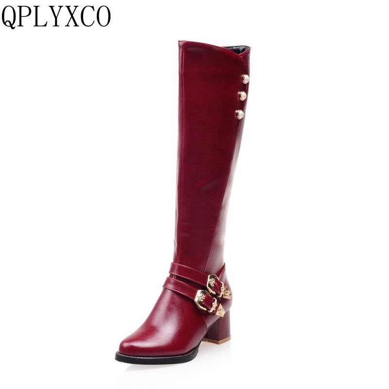 Women'S Fashion Riding Boots - QPLYXCO 2018แฟชั่น Super ขนาดเล็กและใหญ่ขนาด31-52เข่า-รองเท้าบูทสูงฤดูใบไม้ร่วงฤดูหนาวรองเท้าส้นสูงรองเท้าผู้หญิงคุณภาพสูง L-1