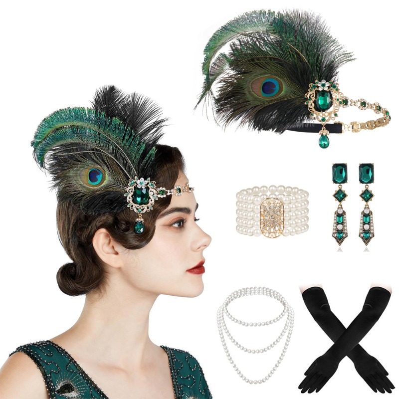 Women'S Fashion Roaring 20S - Flapper ชุดอุปกรณ์เสริม 1920s Great Gatsby เครื่องแต่งกายสําหรับหญิงสาว