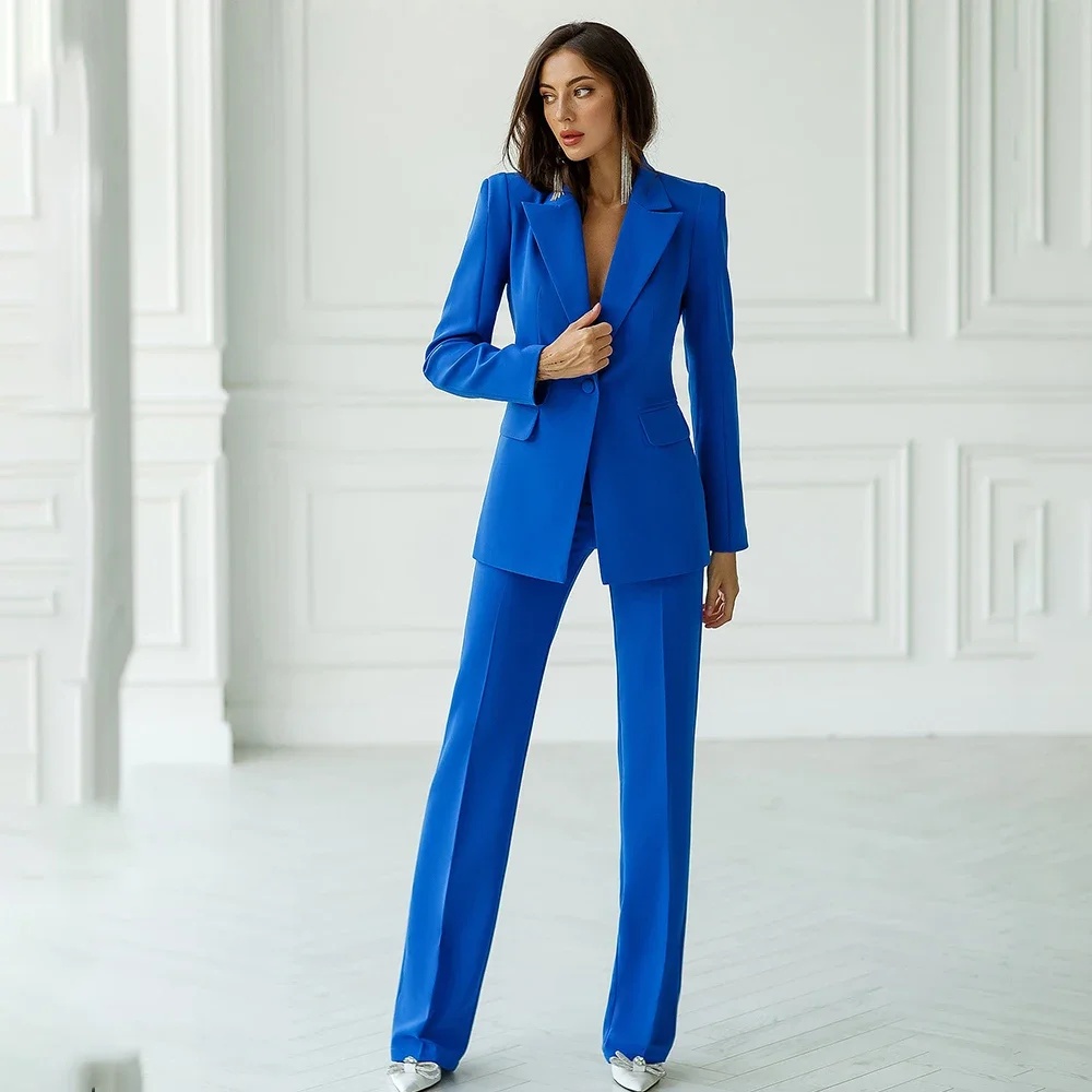 Women'S Fashion Blazer - ชุดเซ็ตสองชิ้นสำหรับผู้หญิง ปี 2026 แฟชั่นทันสมัย สีพื้น เสื้อและกางเกง