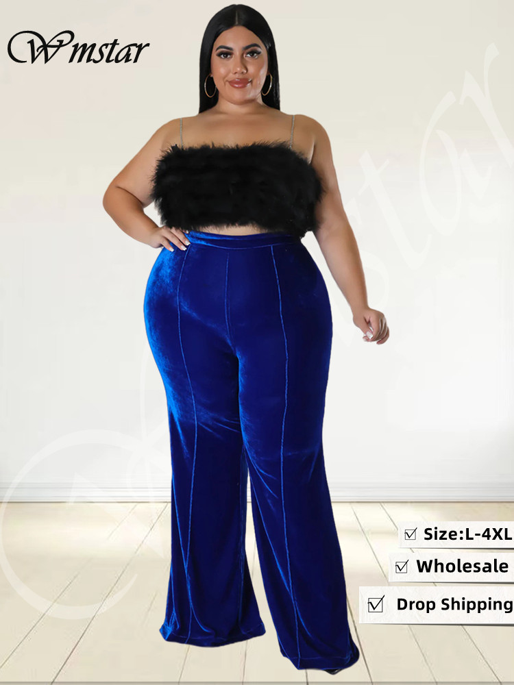 Women'S Fashion Leggings - Wmstar Plus ขนาดกางเกงผู้หญิง Casual Flared กางเกงขายาวยืดกางเกงขายาวใส่วิ่งแฟชั่น