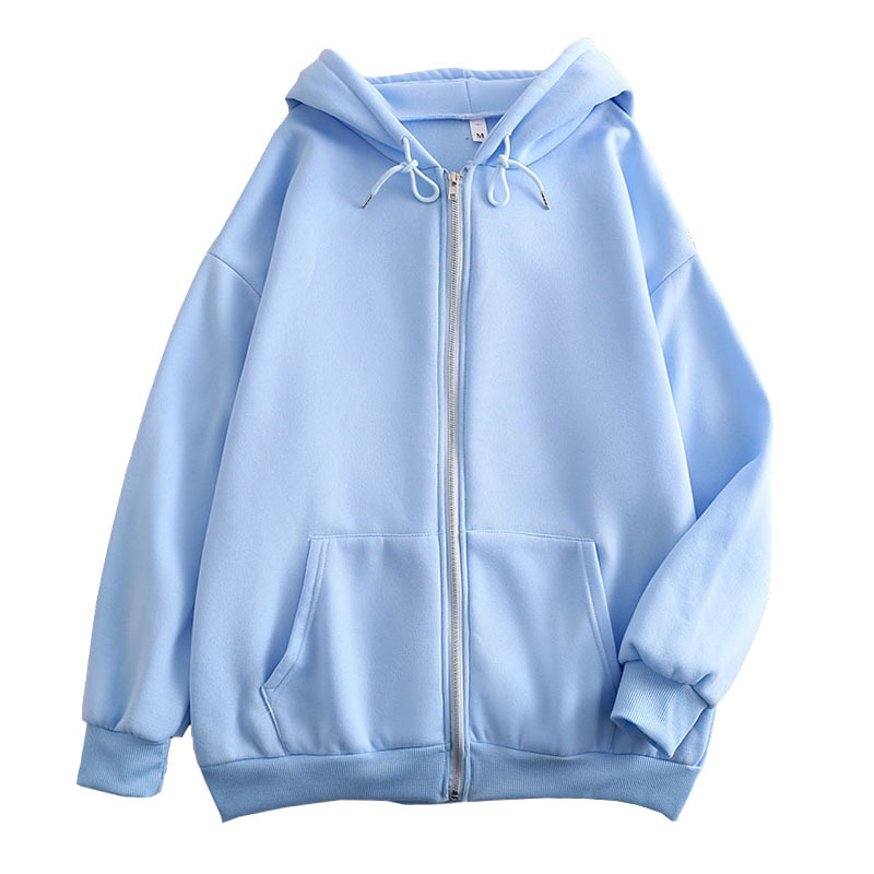 Women'S Fashion Zip Hoodie - เสื้อฮู้ดซิปสีพื้นแบบสวมใส่สบายสำหรับฤดูใบไม้ผลิและฤดูใบไม้ร่วง เสื้อคาร์ดิแกนซิปสำหรับผู้หญิง