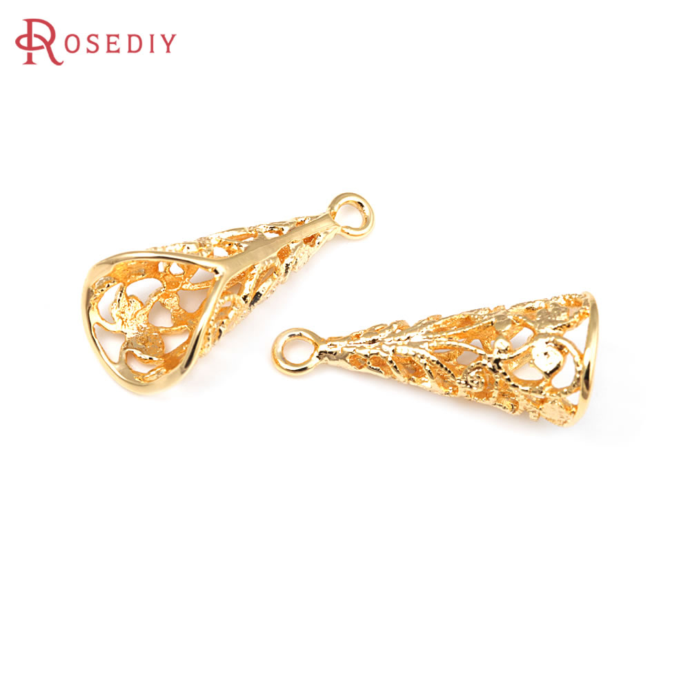 Women'S Fashion Earrings - 6PCS 18K Gold สีทองเหลือง Hollow กรวยรูปร่าง