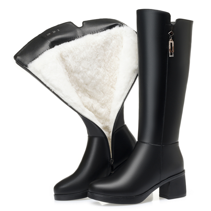 Women'S Fashion Riding Boots - AIYUQI รองเท้าบูทผู้หญิงฤดูหนาวหนังแท้ 2026 ใหม่ขนสัตว์อบอุ่นรองเท้าบูทสูงผู้หญิงส้นกลางแฟชั่นหญิงรองเท้าบูทไรเดอร์