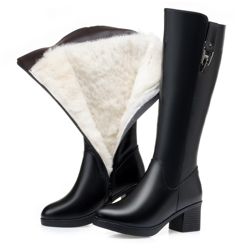Women'S Fashion Riding Boots - AIYUQI ผู้หญิงฤดูหนาวรองเท้าบูทยาวของแท้หนังขนสัตว์ธรรมชาติ WARM สูงรองเท้าแฟชั่นผู้หญิงผู้หญิงขนาดใหญ่ขี่รองเท้า