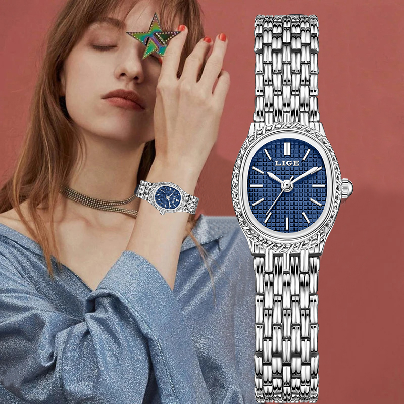 Women'S Fashion Quartz Watch - นาฬิกาข้อมือควอตซ์แฟชั่นหรูหราสำหรับผู้หญิง ดีไซน์เรียบหรู คลาสสิก หน้าปัดเรียบง่าย กันน้ำ สายสแตนเลส