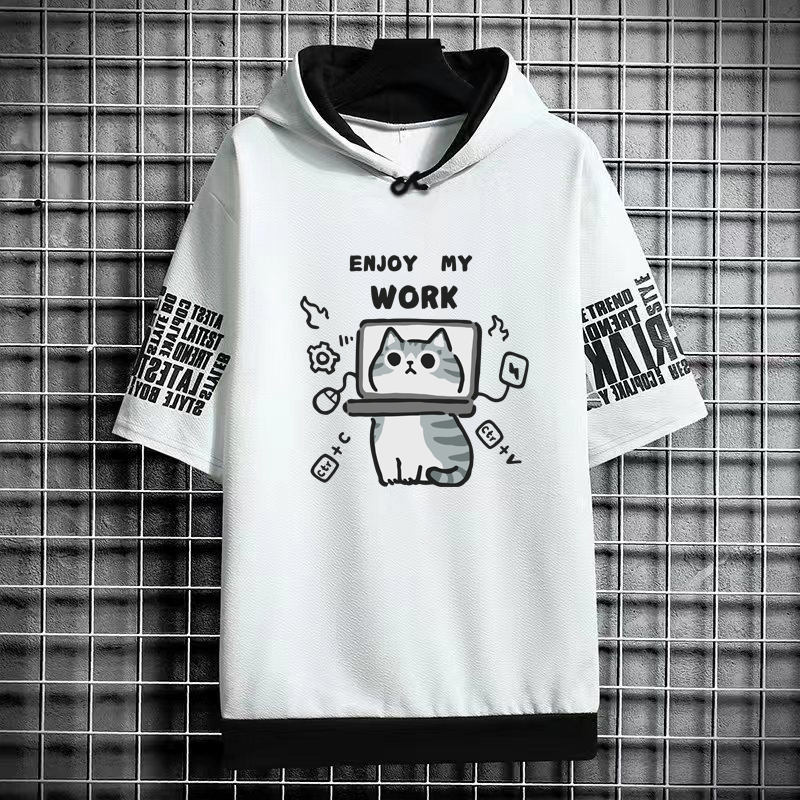 Women'S Fashion Zip Hoodie - Harajuku เสื้อยืดผู้ชาย Hoodie ผู้หญิงการ์ตูนแมวพิมพ์กราฟิกเสื้อยืด Streetwear เสื้อตลกเกาหลีแฟชั่นเสื้อแขนสั้น