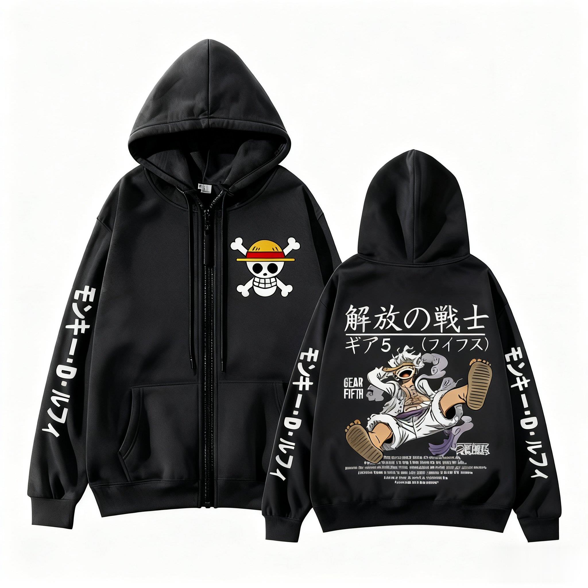 Women'S Fashion Zip Hoodie - เสื้อฮู้ดซิป Monkey D. Luffy Gear 5