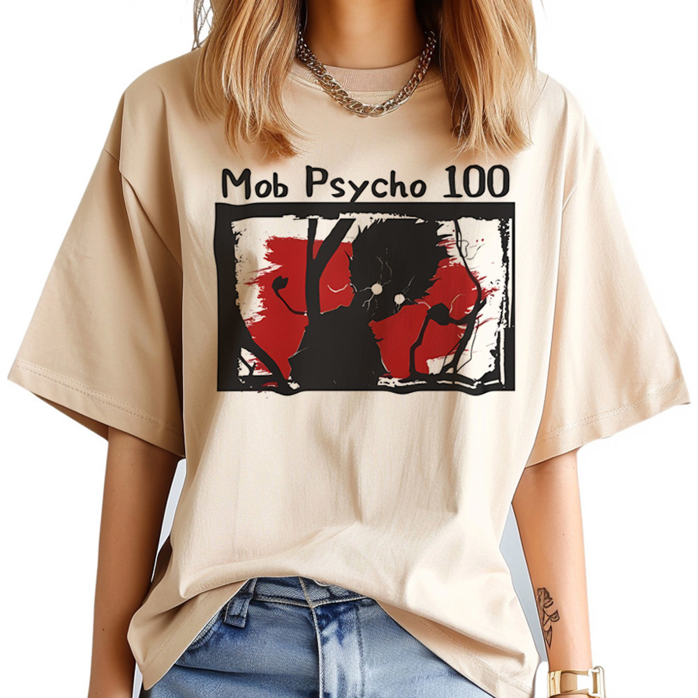 Women Fashion 80S - เสื้อยืดโมบ ไซโค 100 สำหรับผู้หญิง สไตล์ไซเคดีลิก กอธิค