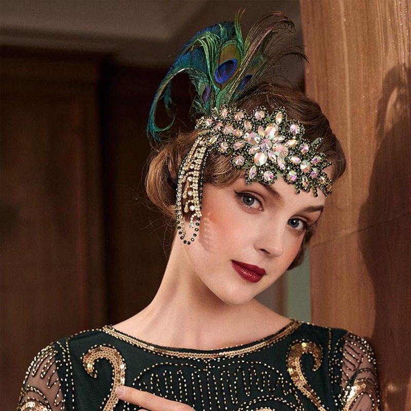 Women'S Fashion Roaring 20S - ที่คาดผม Great Gatsby แบบวินเทจยุค1920s พร้อมเครื่องประดับผมขนนก