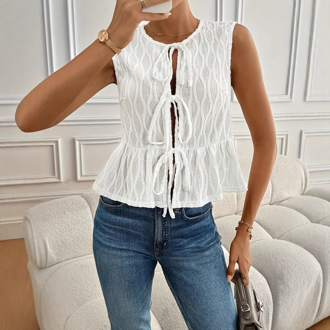 Women Fashion 80S - ฤดูร้อนขายร้อนรายการขายร้อน,ด้านหน้าผูกสบายๆรอบคอเสื้อกั๊กแฟชั่นผู้หญิง