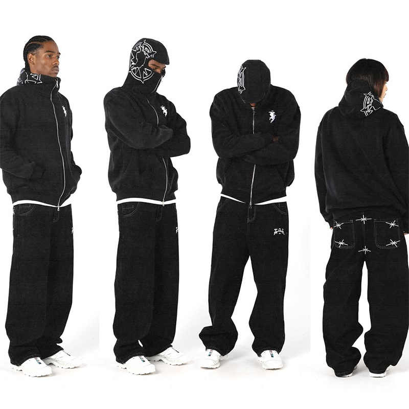 Women'S Fashion Zip Hoodie - เย็บปักถักร้อยกราฟิกStreetwear Hoodie Y2K Harajuku Hip Hop
