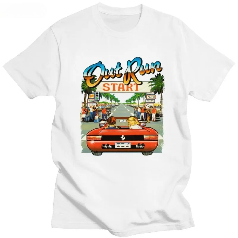 Women Fashion 80S - ญี่ปุ่นอาเขตแข่งวิดีโอเกม OutRun เสื้อยืดสตรีแขนสั้น 80s Retro Harajuku