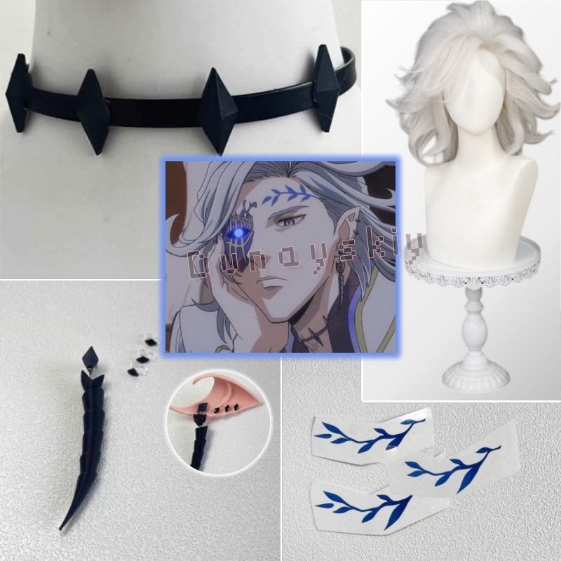 Women Fashion Necklace - ฮาเดสคอสเพลย์อะนิเมะเรคคอร์ด ออฟ รากนาร็อกคอส วิก โชคเกอร์ต่างหูสติกเกอร์สักชั่วคราวสำหรับผู้ชายผู้หญิงคาร์นิวัลฮาโลวีน