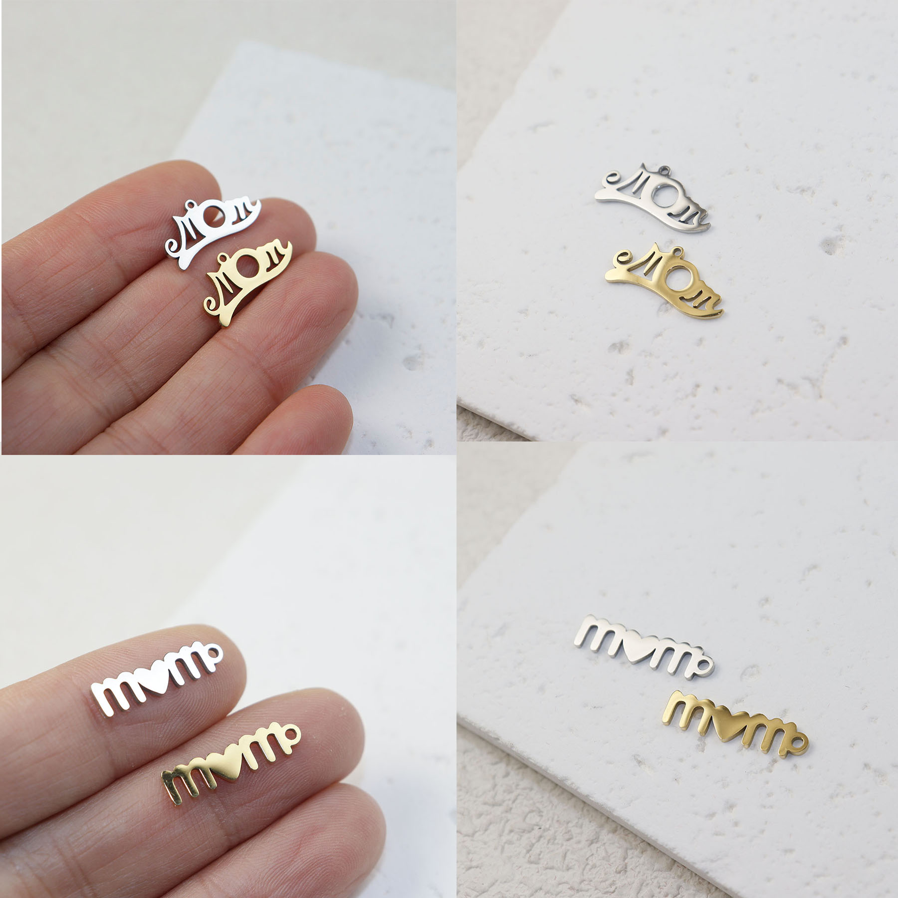 Women'S Fashion Earrings - 10pcs สแตนเลสสตีลแผ่น PVD Star Mirro ภาษาโปลิชคําสร้อยคอแฟชั่น,ต่างหูสร้อยข้อมือเครื่องประดับ