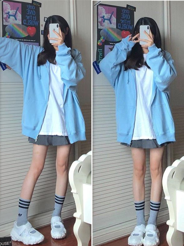 เสื้อสเวตเตอร์มีฮู้ดโอเวอร์ไซส - Women'S Fashion Zip Hoodie บทวิจารณ์และราคา