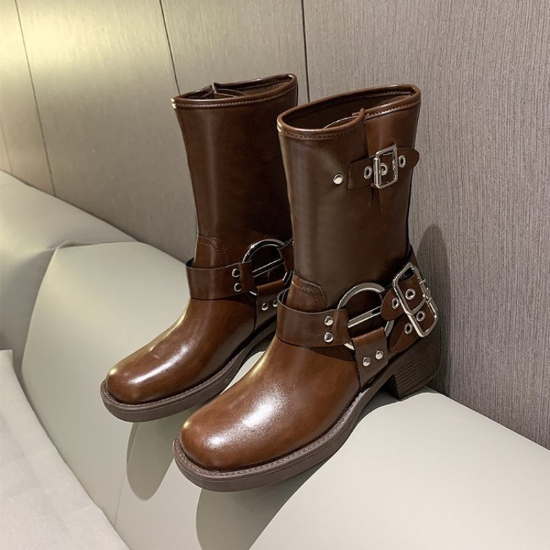รองเท้าบูทสั้นส้นหนาสำหรับผู้ห - Women'S Fashion Riding Boots บทวิจารณ์และราคา