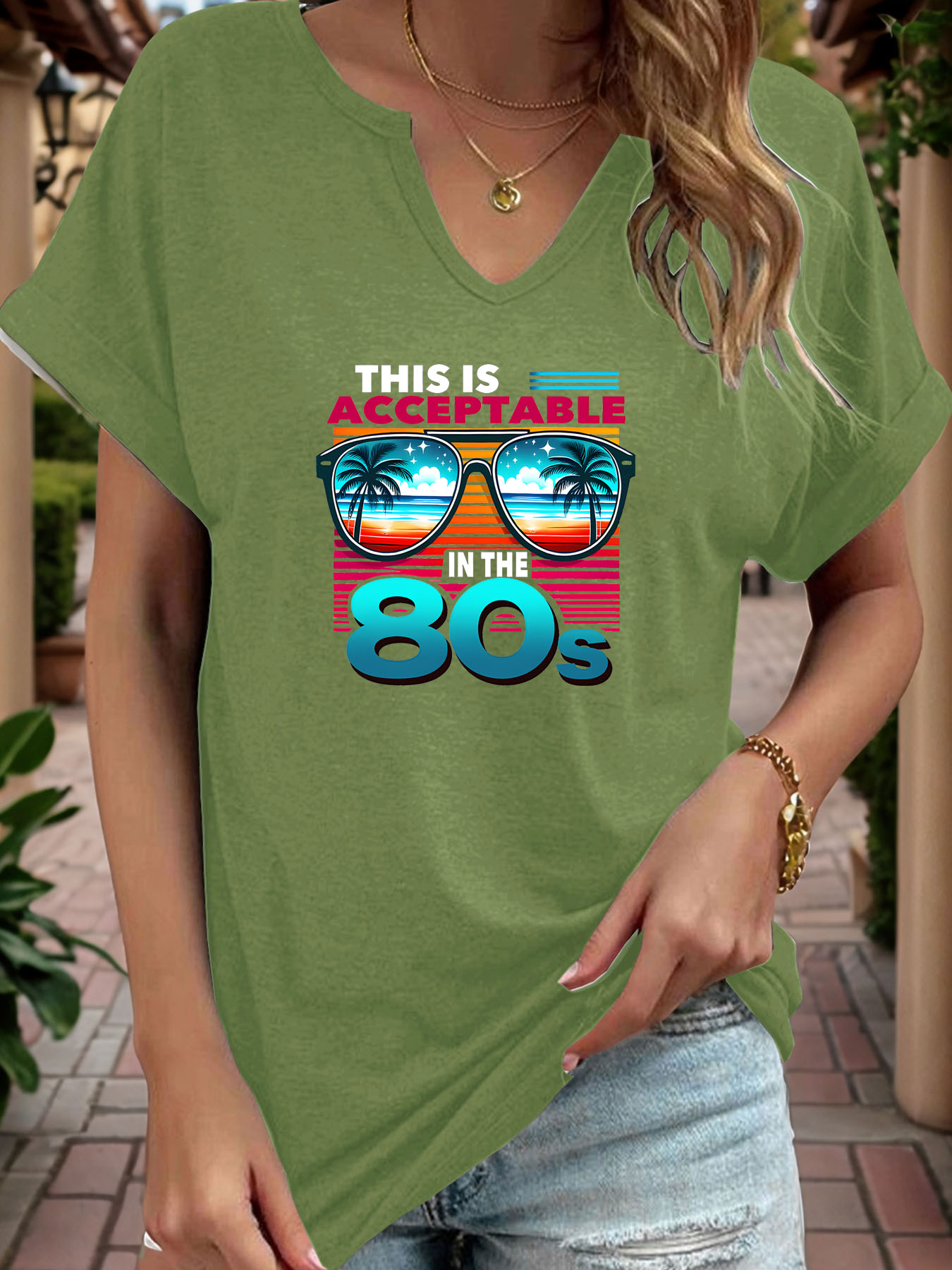 เสื้อยืดพิมพ์ลายแว่นกันแดดชายห - Women Fashion 80S บทวิจารณ์และราคา