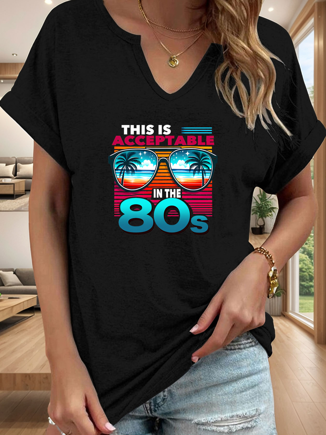 เสื้อยืดพิมพ์ลายแว่นกันแดดชายห - Women Fashion 80S บทวิจารณ์และราคา