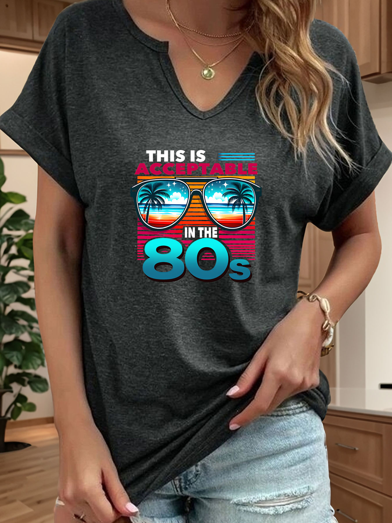 เสื้อยืดพิมพ์ลายแว่นกันแดดชายห - Women Fashion 80S บทวิจารณ์และราคา