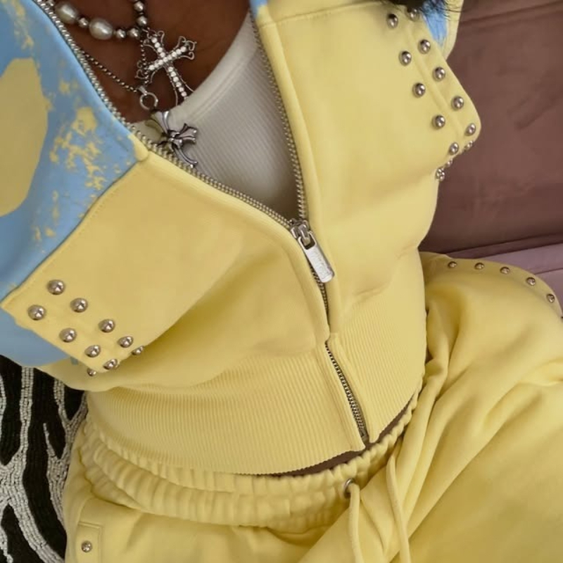 ชุดเซ็ทฮู้ดดี้ 2 ชิ้น สีเหลือง - Women'S Fashion Zip Hoodie บทวิจารณ์และราคา