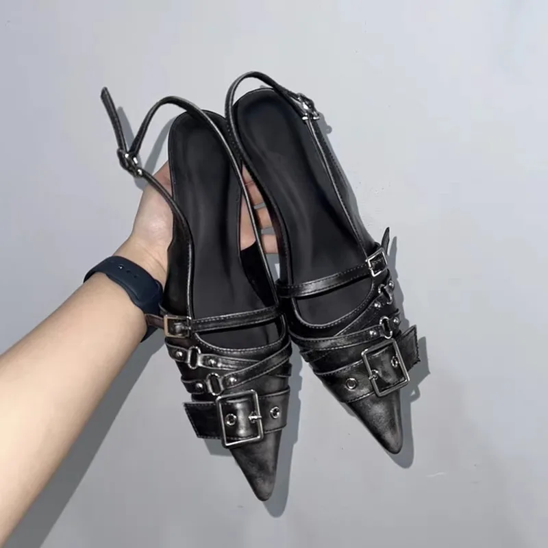 รองเท้าส้นสูงหัวแหลมแบบสวมสำหร - Fashion Women Belt บทวิจารณ์และราคา