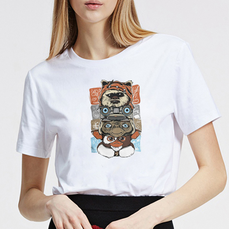 เสื้อยืดคอกลมคอกลมแขนสั้นลายหน - Women Fashion 80S บทวิจารณ์และราคา
