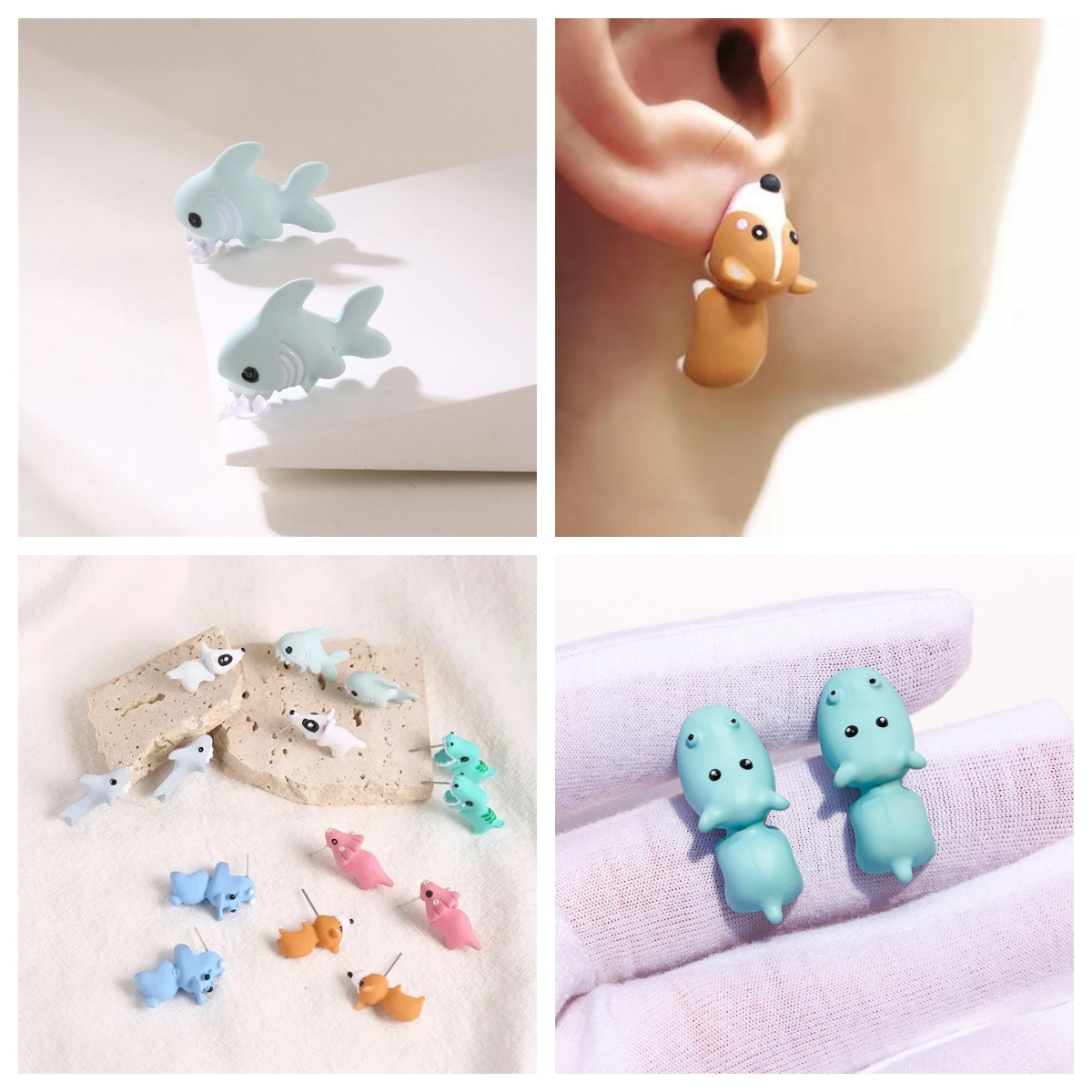 ต่างหูเรซิ่นรูปสัตว์การ์ตูนสำห - Women'S Fashion Earrings บทวิจารณ์และราคา