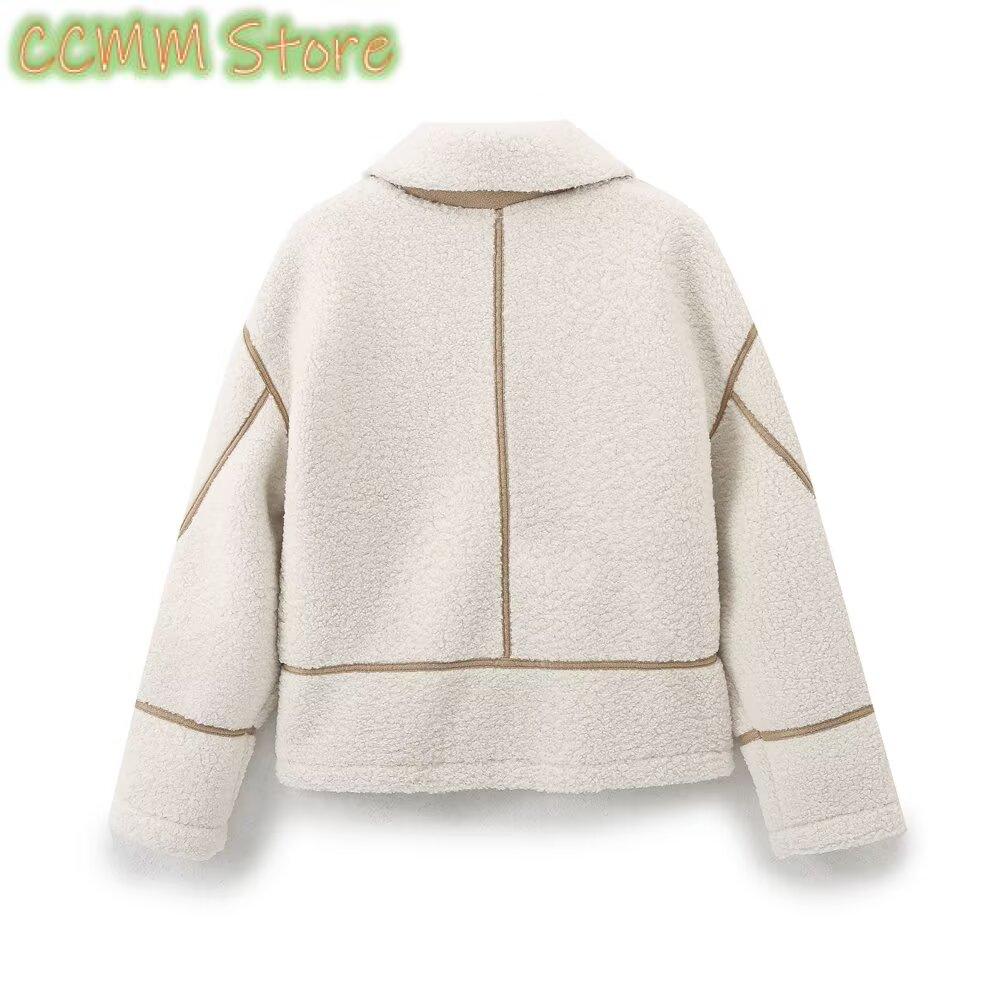 สไตล์ใหม่ lapel zipper sherpa  - Sherpa Coat Women บทวิจารณ์และราคา