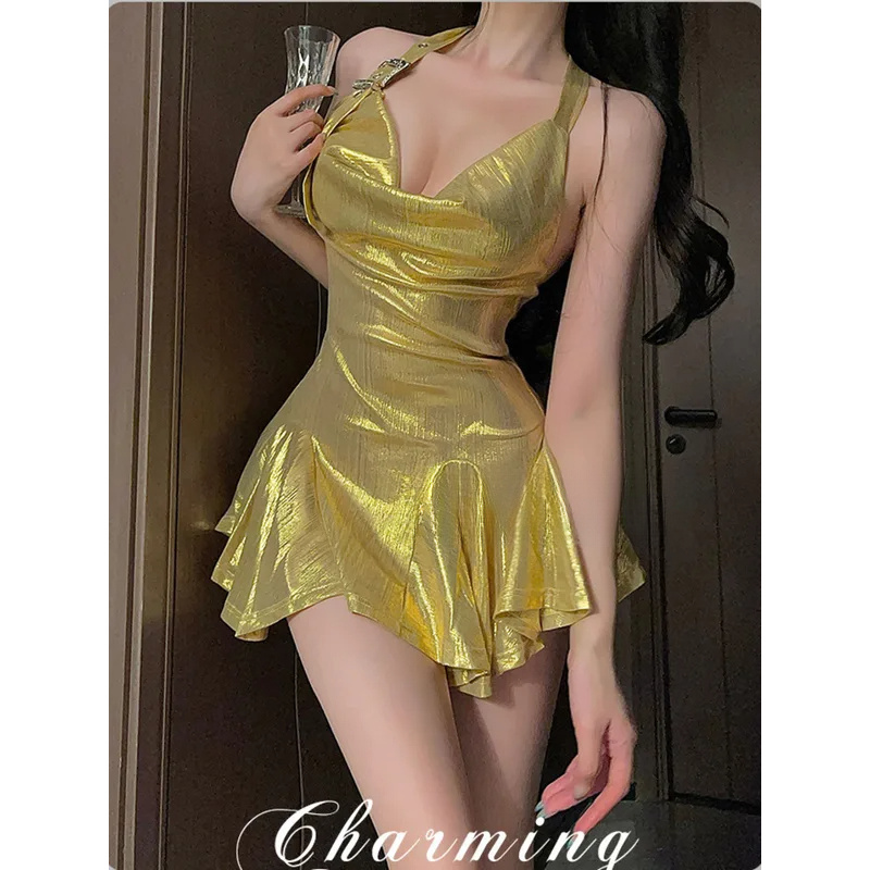 ชุดเดรสสั้นเซ็กซี่แบบคล้องคอ ป - Women'S Fashion Gilded Age บทวิจารณ์และราคา