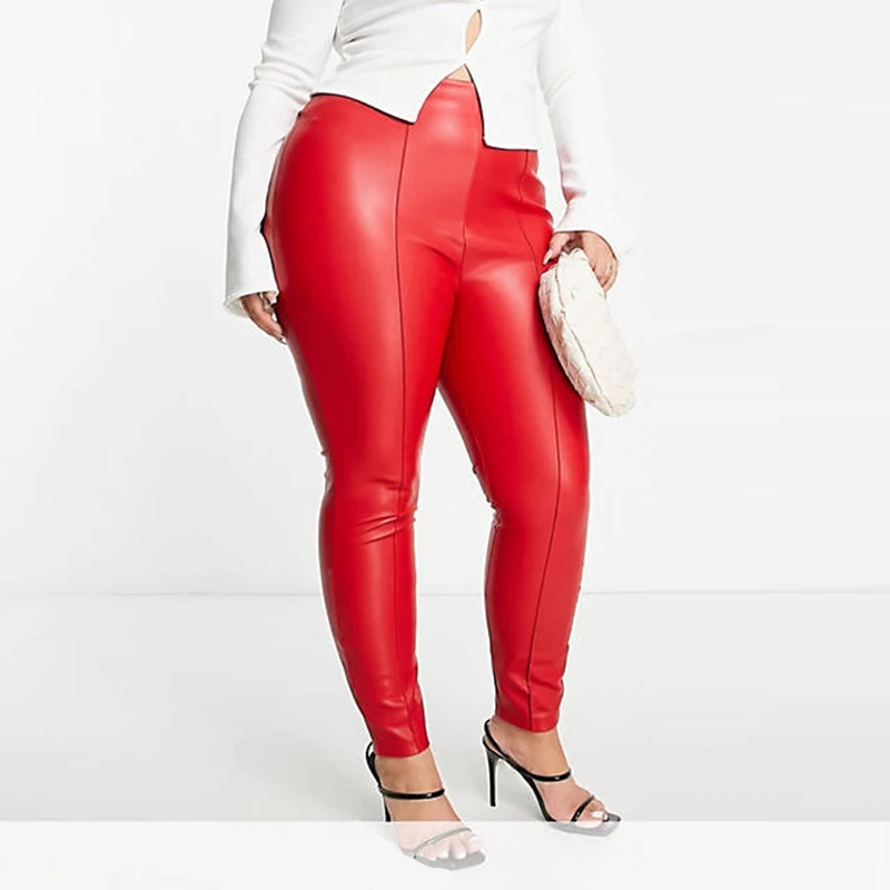 กางเกงเลกกิ้งหนังเอวสูงสำหรับผ - Women'S Fashion Leggings บทวิจารณ์และราคา