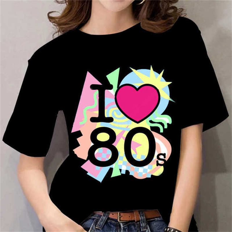 เสื้อยืดผู้หญิงสไตล์ยุค 80 สีด - Women Fashion 80S บทวิจารณ์และราคา