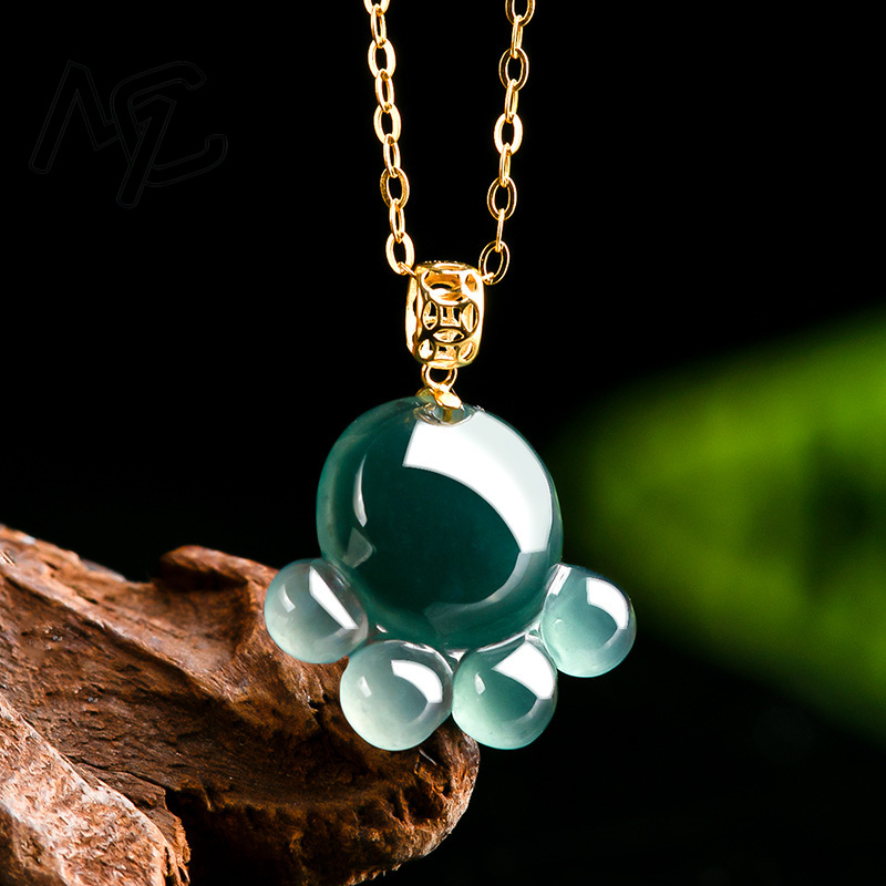 จี้หยกน้ำเงินธรรมชาติรูปอุ้งเท - Women Fashion Necklace บทวิจารณ์และราคา
