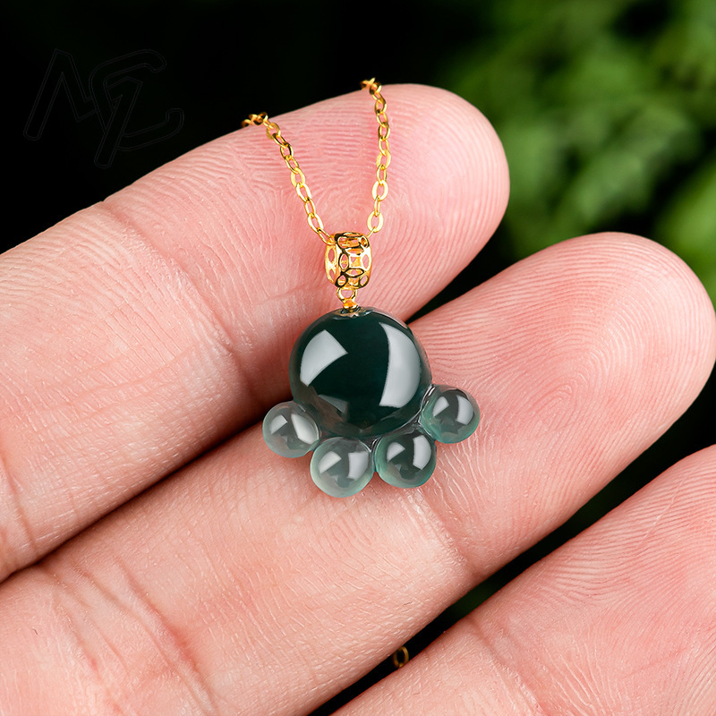 จี้หยกน้ำเงินธรรมชาติรูปอุ้งเท - Women Fashion Necklace บทวิจารณ์และราคา
