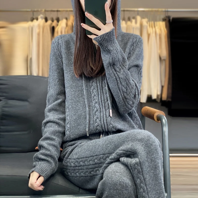 ชุดคาร์ดิแกนมีฮู้ดผ้าแคชเมียร์ - Women'S Fashion Zip Hoodie บทวิจารณ์และราคา