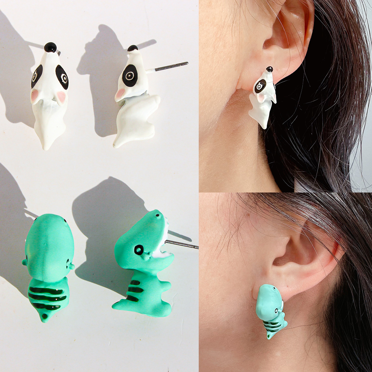 ต่างหูรูปสัตว์ดินเหนียวสำหรับผ - Women'S Fashion Earrings บทวิจารณ์และราคา