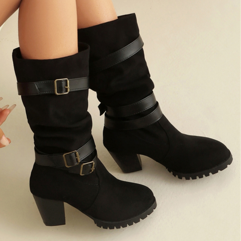 จีบกลางลูกวัวรองเท้าบูทแฟชั่นผ - Women'S Fashion Riding Boots บทวิจารณ์และราคา